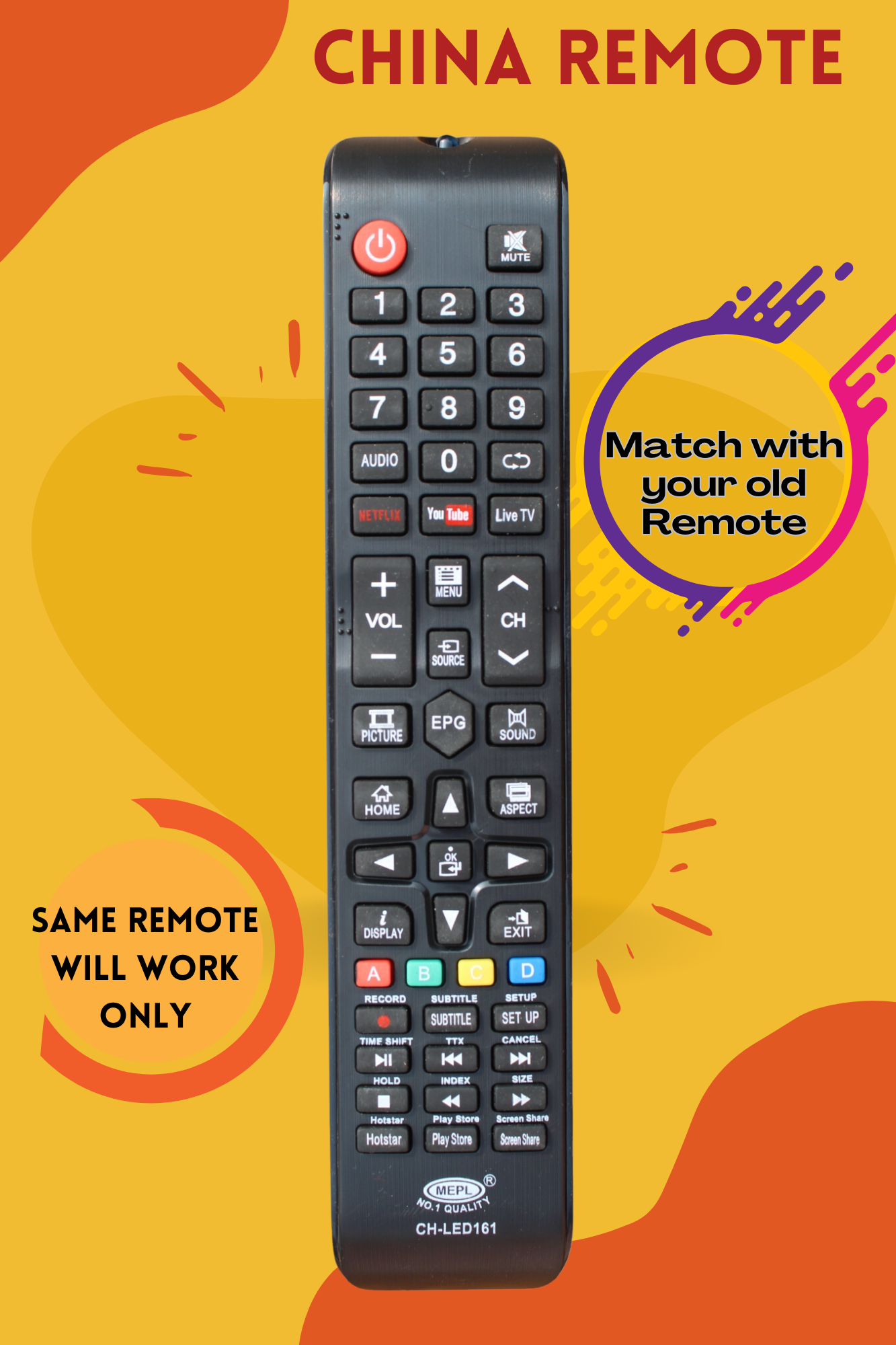 Assembled China/Chinese Smart LED/LCD TV Remote Control LED161