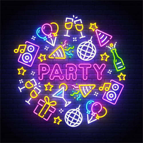 Glow Light Neon Birthday Party Tableware Kit Image