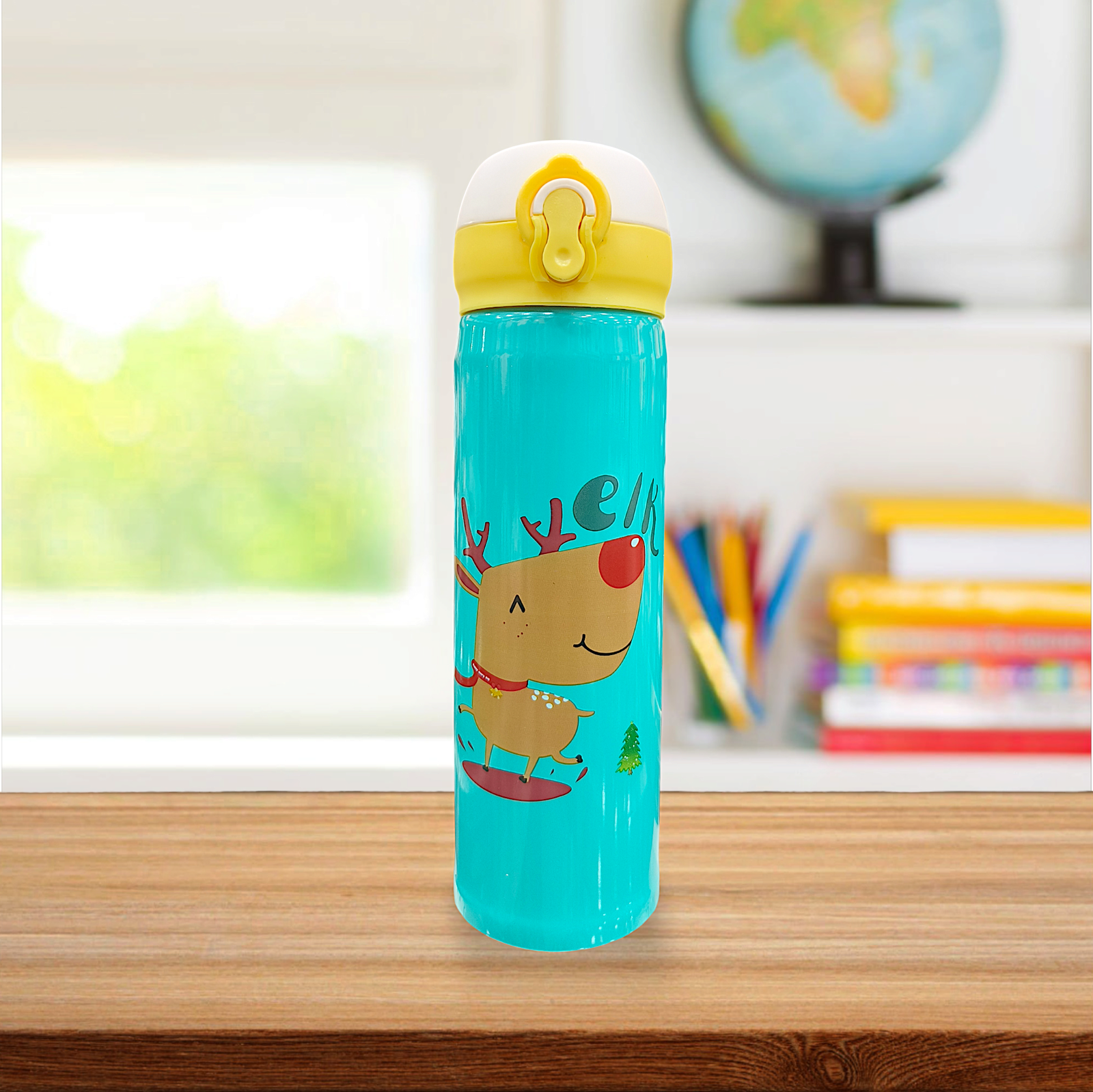 Stainless Steel Dino Insulated Water Bottle Dear Print Image