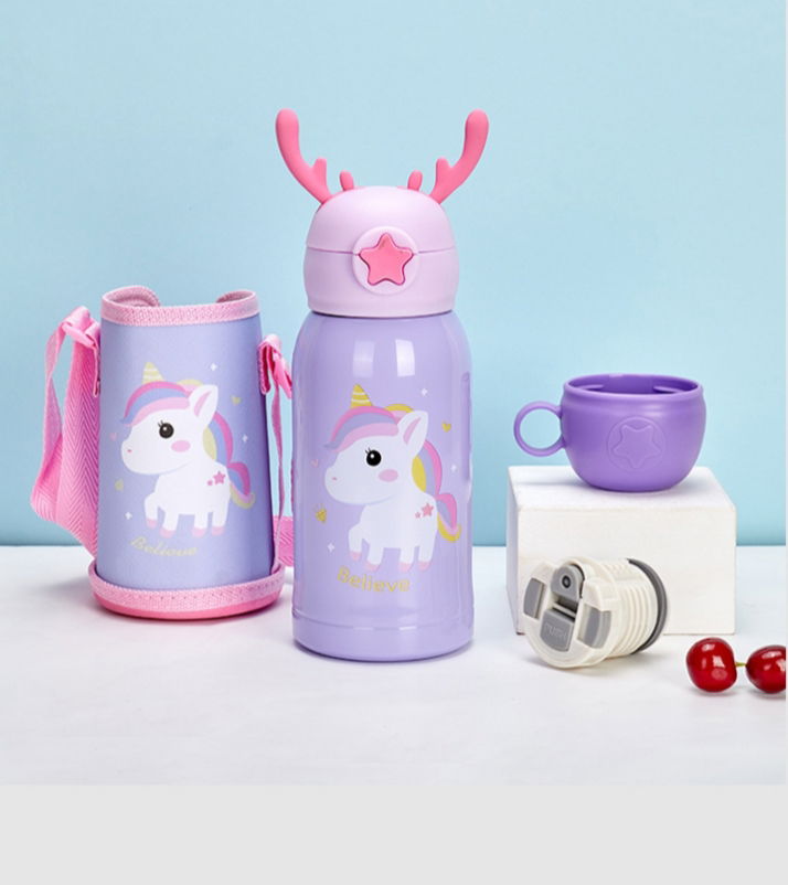 Kids Insulated Water Bottle Unicorn Print Image