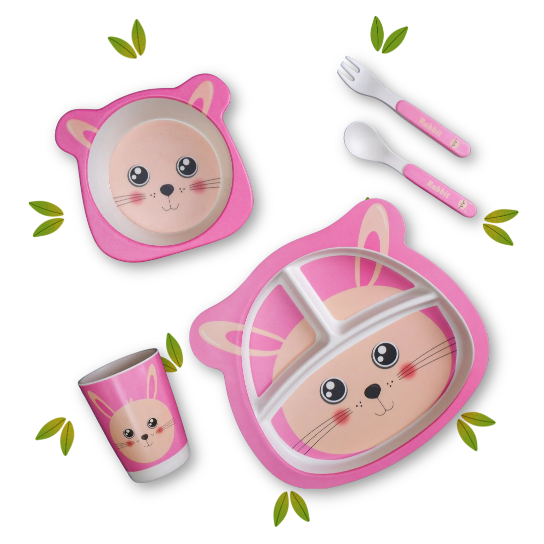 Bamboo Kids Kitty Shaped Dinner Set Image