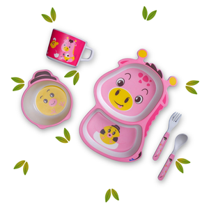 Bamboo Giraffe Shaped Kids Dinner Set  Image