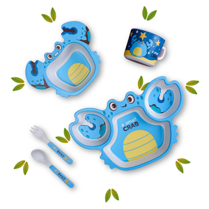 Blue Crab Bamboo Kids Dinner Set Image