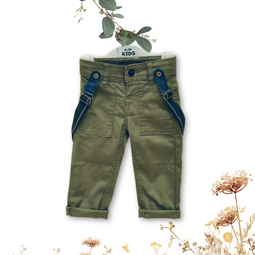 WOW Kids' Stretchable Pant with Suspender (Olive) Image