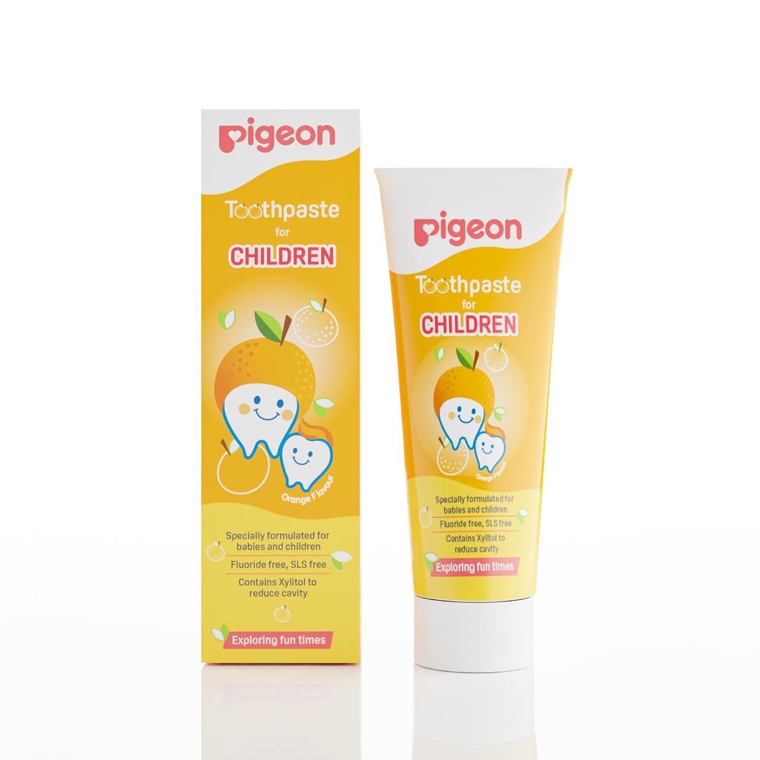 Pigeon Orange Toothpaste,For Babies And Children,Fluroide -Free,Sls Free,Color Free,Paraben Free, Ph Friendly, 45 G,Deep Clean Image