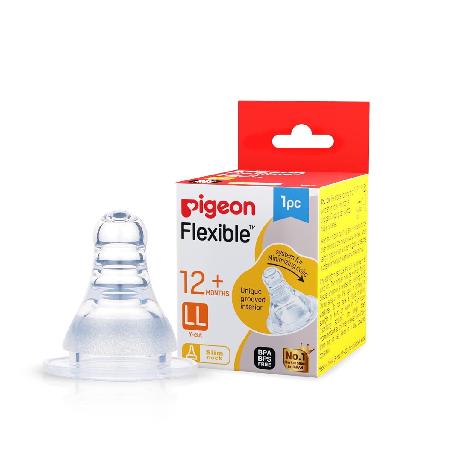 Pigeon Peristaltic Nipple LL Y Cut,for 12+ Month Babies,BPS Free,BPA Free Image
