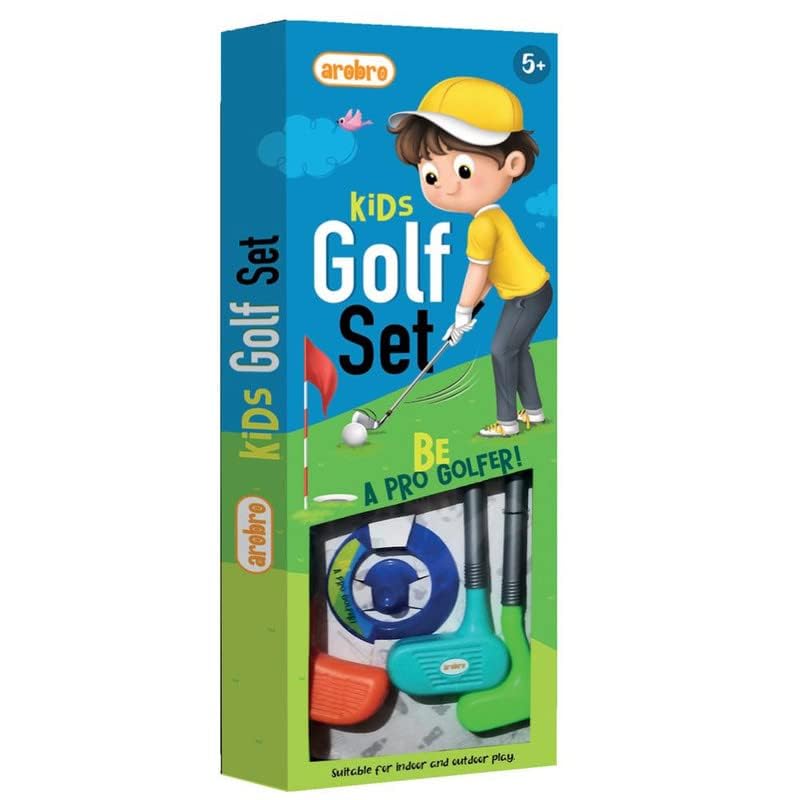 RA Products Plastic Golf Set with Golf Sticks, Platform Cup & 2 Balls Kids Boys Girls Realistic Golf Game Set for Both Indoor & Outdoor Game(Multicolor,Pack of 1) Image