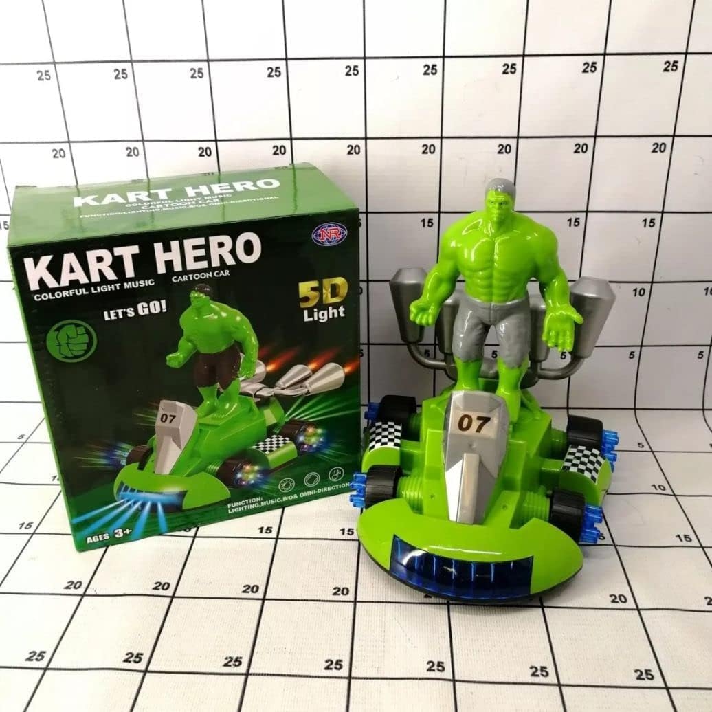 Stunt Bike Toy Kart Super Hero Hulk Stunt Car Bump and Go Toy with 5D Light & Sound Car Scooter Bike Toys for Kids Toddlers (Green) Image