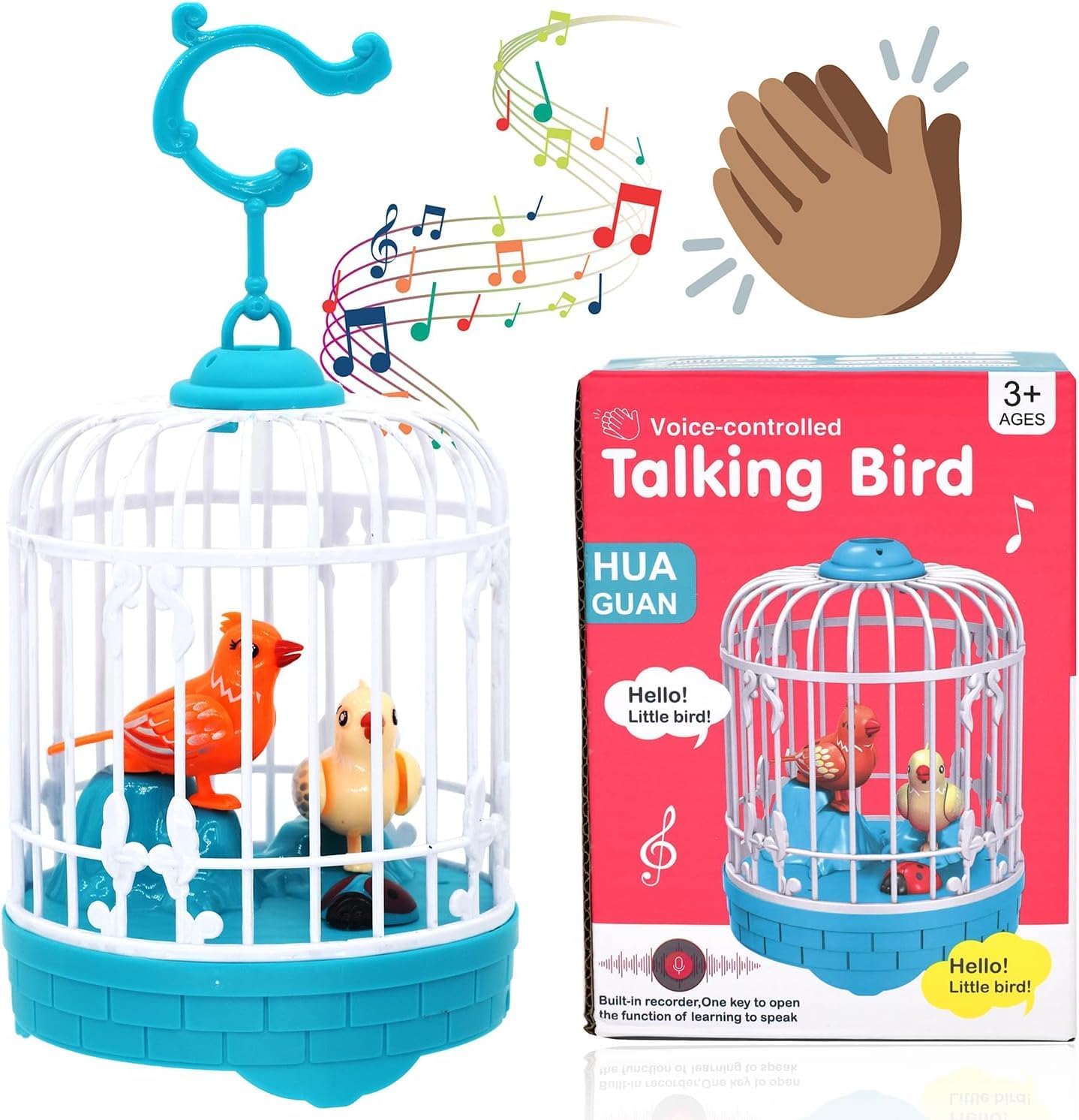 WOW KIDS Talking Bird Toy for Kids | Interactive Toy & Repeat What You Said | Singing & Chirping in The Birdcage | Gifts for Babies, Kids & Children (Multi) Image