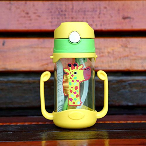 WOW KIDS Baby Straw Sipper Twin Handle for Kids Non Toxic BPA Free Soft Silicone Straw Sippy 400ml Bottle | Leak Proof Drinking Sippy Cup for 9+ Months Babies (Design 8) Image