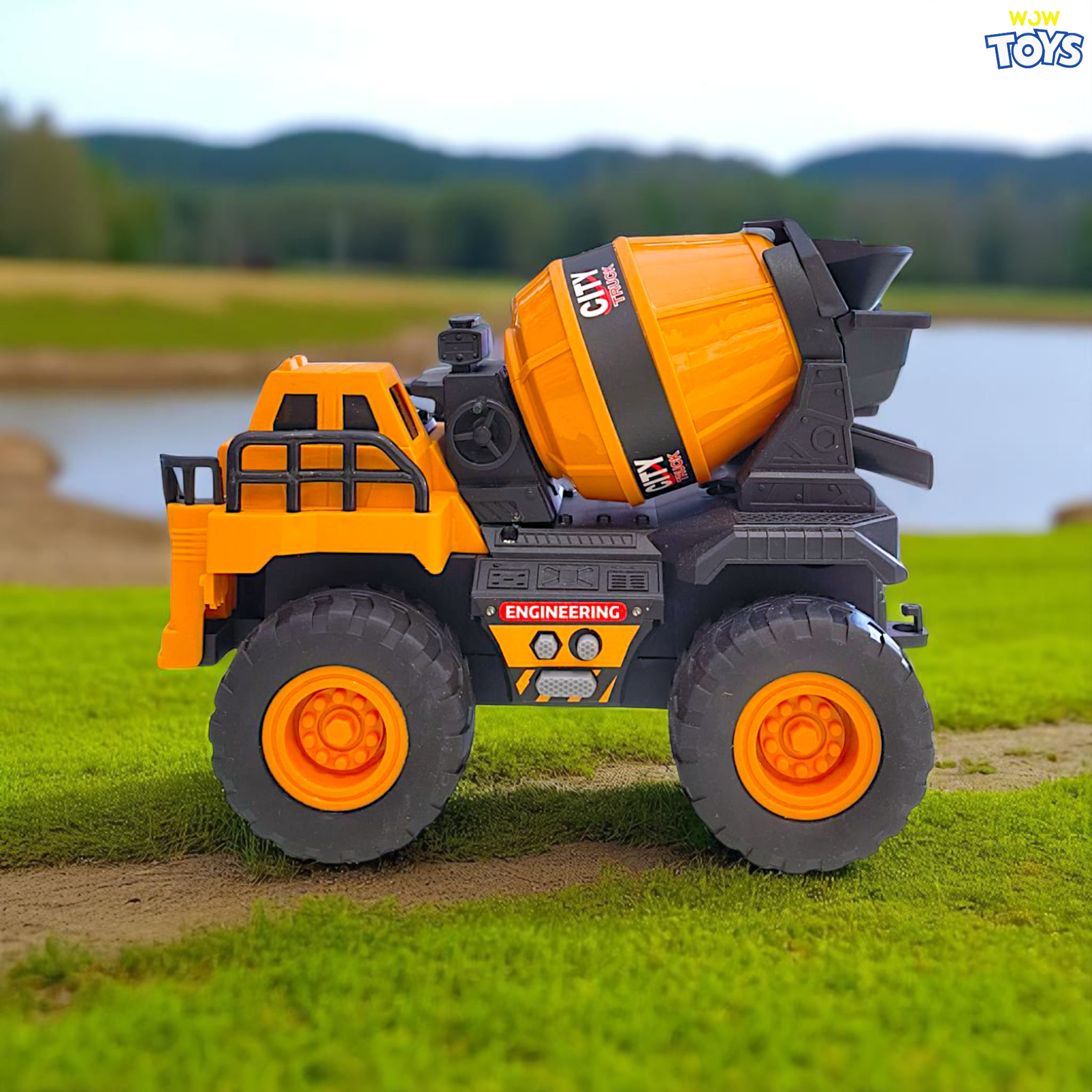 Friction Powered Cement Mixer Truck Toy with Lights, Sounds & Movable Drum – Non-Breakable & Real Rubber Tyres Image