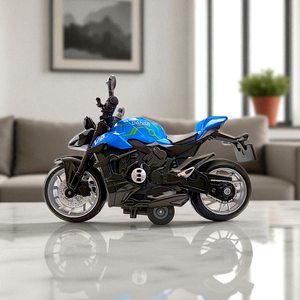 1:18 Die-Cast Metal Pull-Back Bike Toy with Lights, Sound & Rubber Tyres – Blue Image