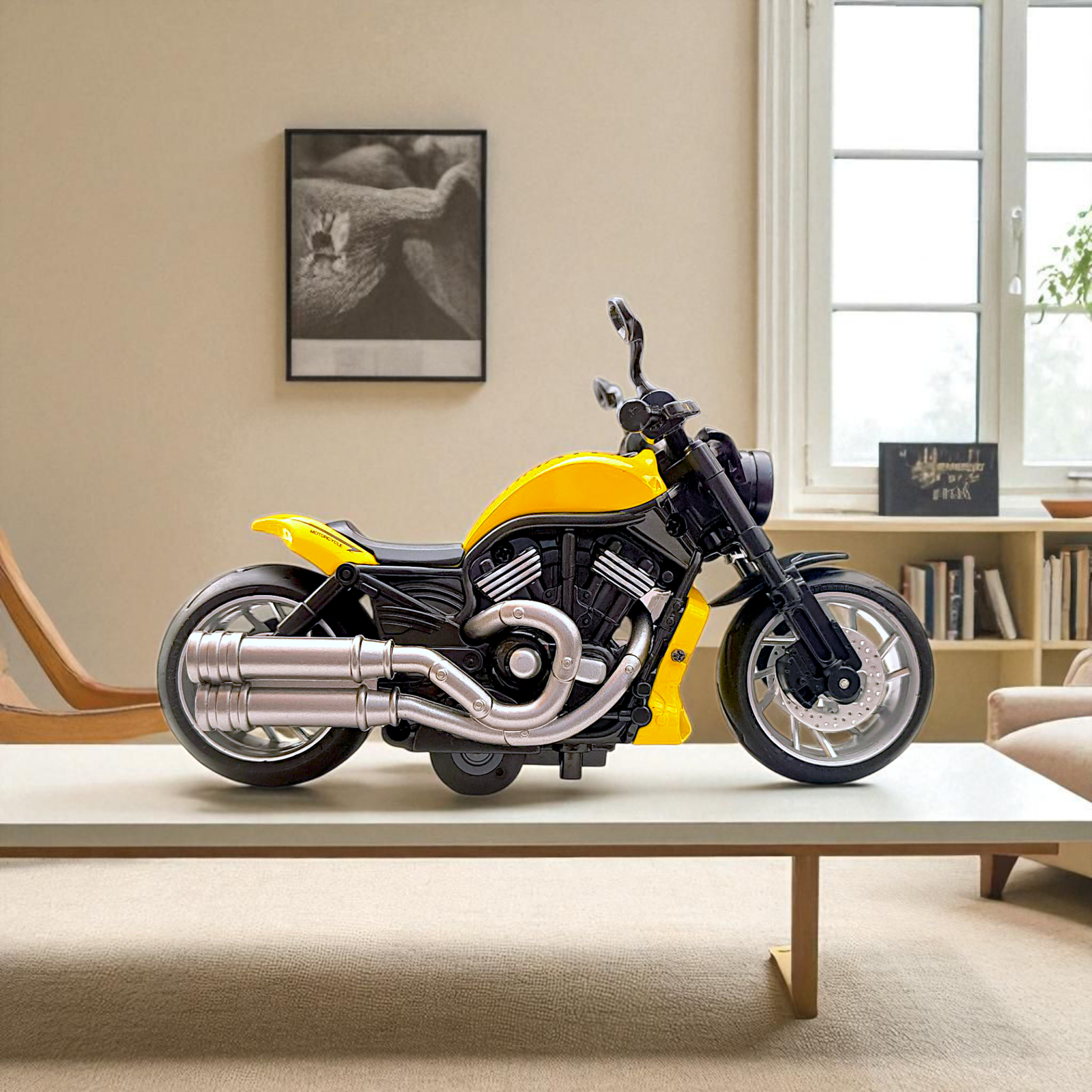 Yellow Thunder 1:18 Diecast Cruiser Bike with Sound & Light Image