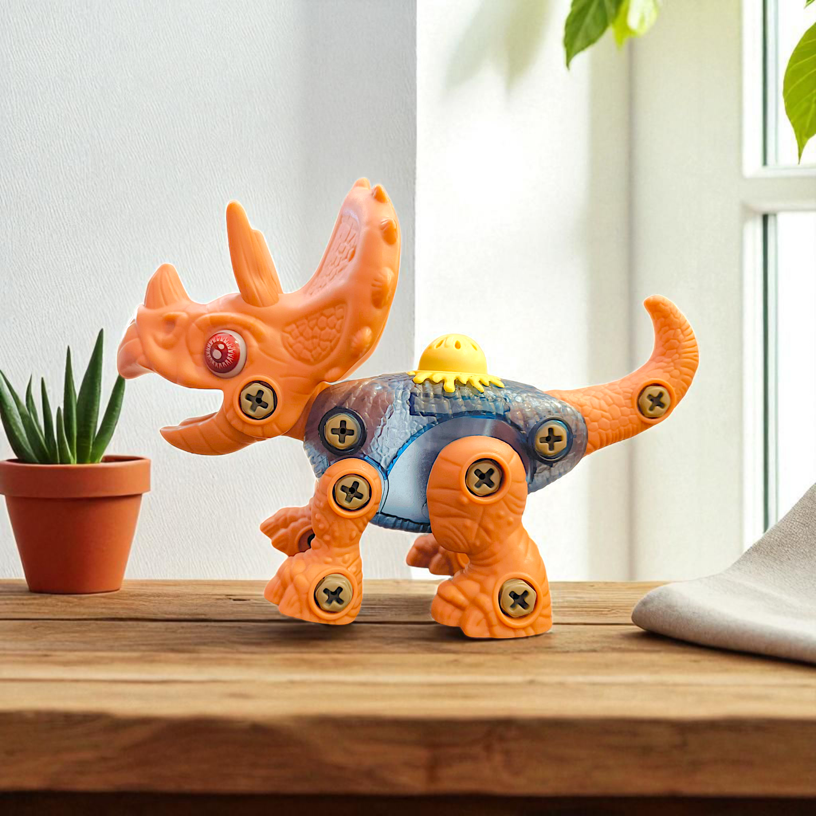 DIY Build & Play Dinosaur Toy for Kids with Movable Parts, Light & Roar Sound | Improves Motor & Thinking Skills | Safe, Non-Toxic Educational Assembly Toy for Boys & Girls Image