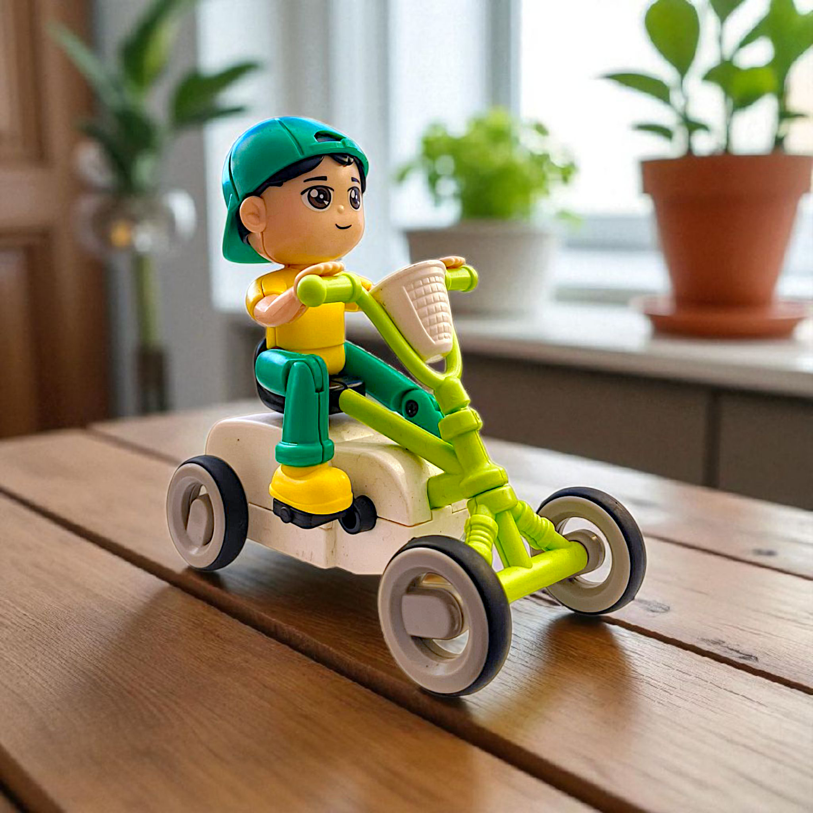 Friction Powered Quadcycle Rider Toy with Smooth Tyres – Multicolor Biker Boy Action Toy Image