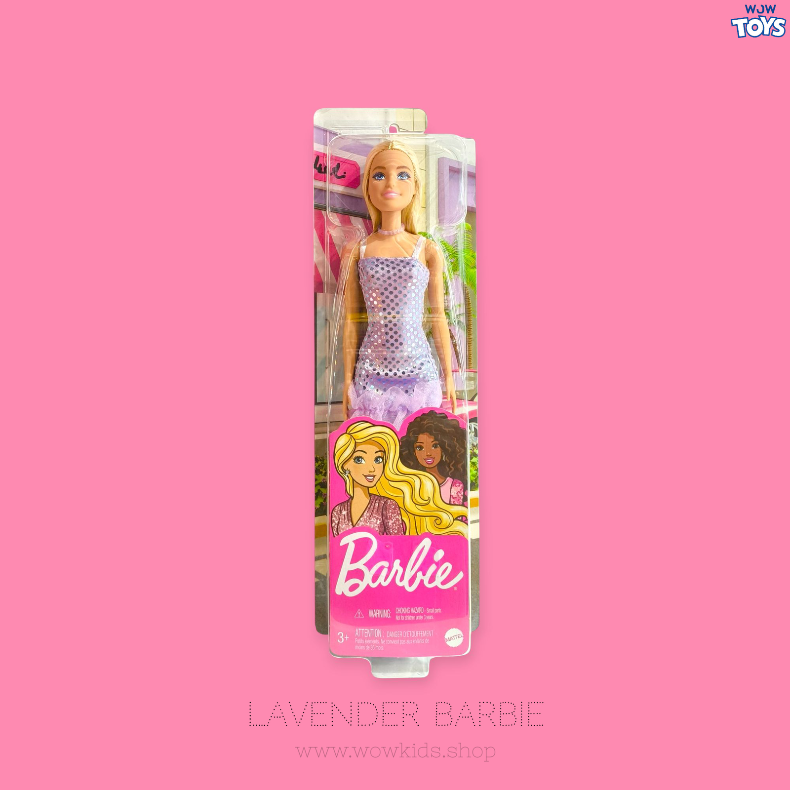 Barbie Doll in Lavender Polka Dot Dress with Long Hair & Slim Legs Image
