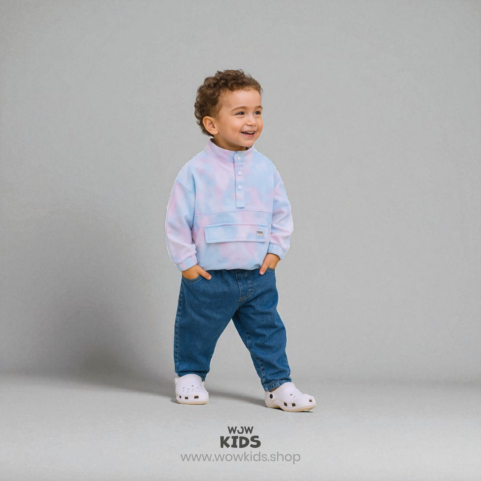 Unisex Kids Henley Style Shacket | Trendy Korean Fit Casual Wear Image