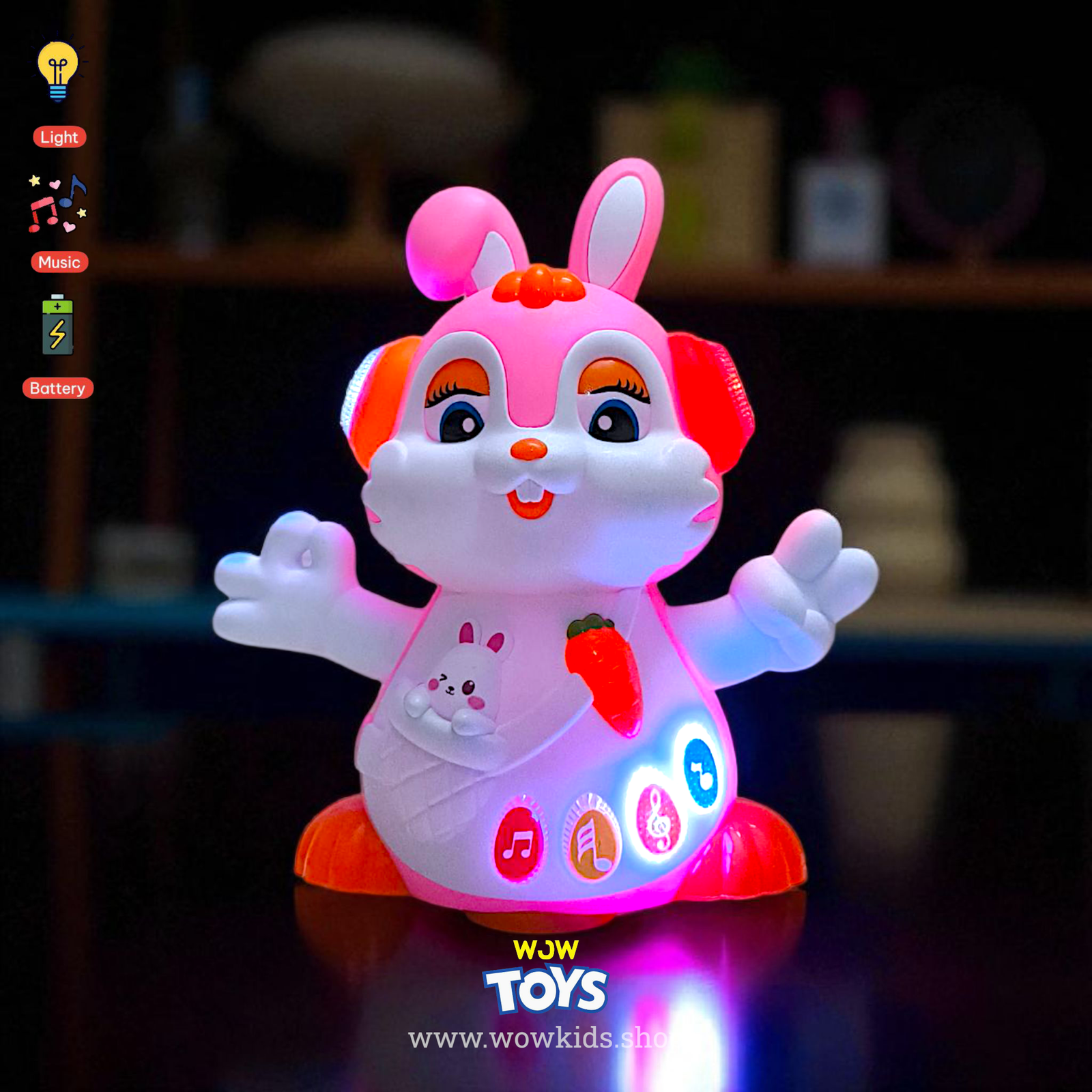 Music & Light Cute Rabbit Toy for Kids | Rotating, Blinking Eyes, Safe & BPA-Free Image