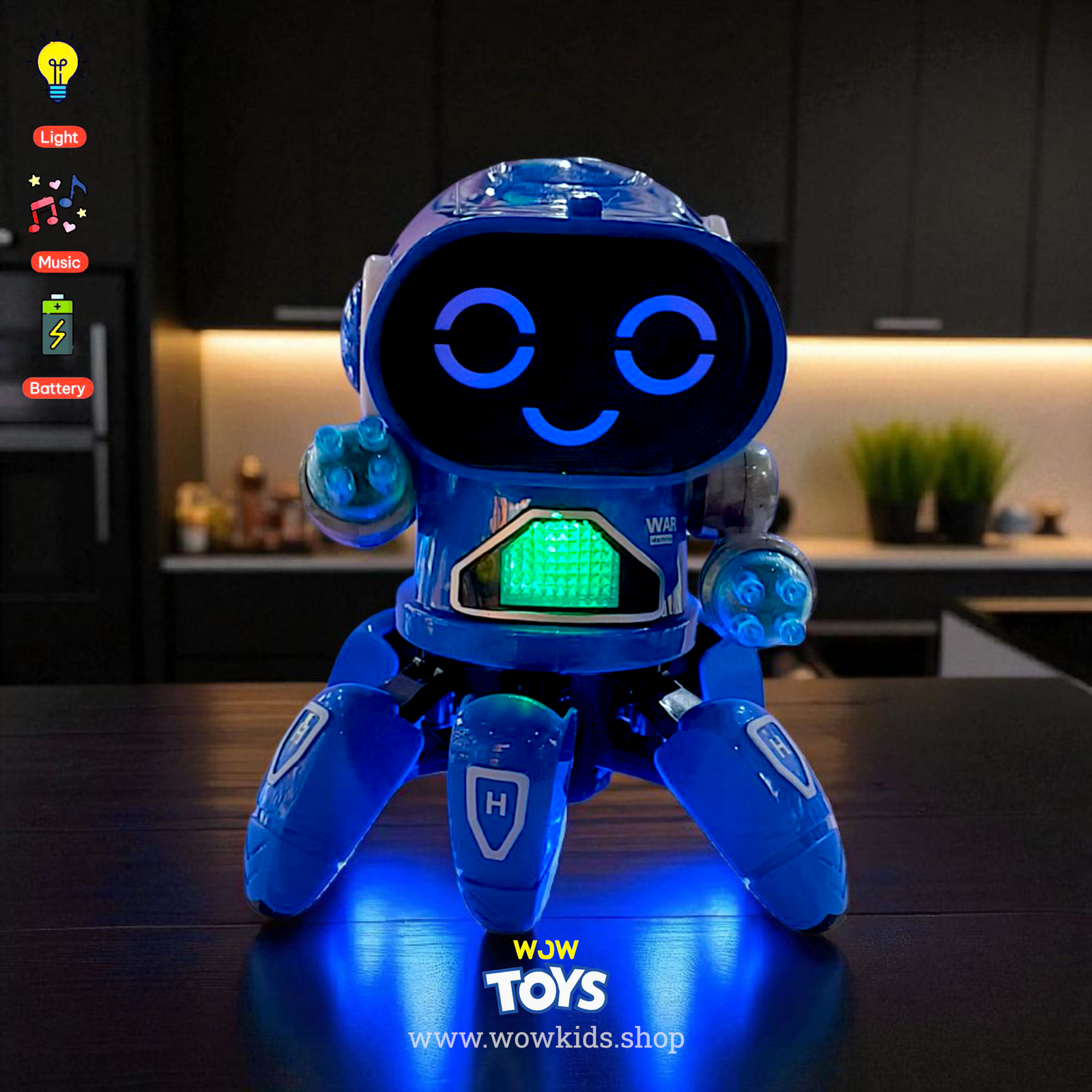 Navy Dancing Robot Toy with Music, Lights & Moves | Safe Kids Bot Image