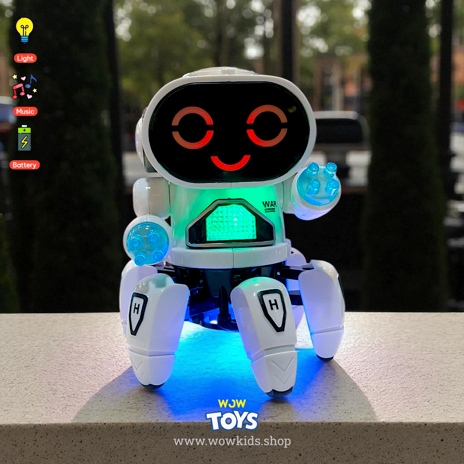 WOW KIDS Bot Robot Pioneer Toy with Colorful Lights, Music & 360° Dancing Movement | Interactive Robot Toy for Boys & Girls – White Image