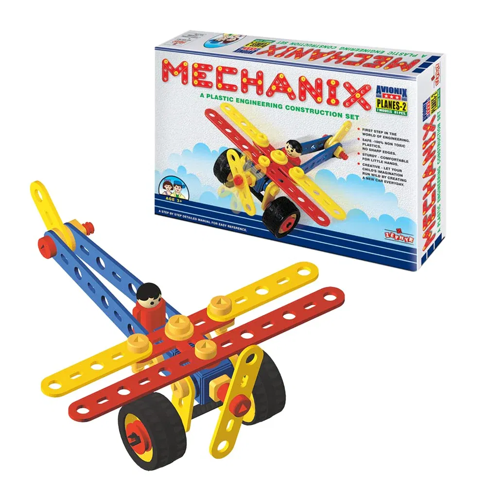 Zephyr Mechanix Planes-2 Plastic Construction Set | 81 Pieces DIY STEM Toy for Kids (7+ Years) Image