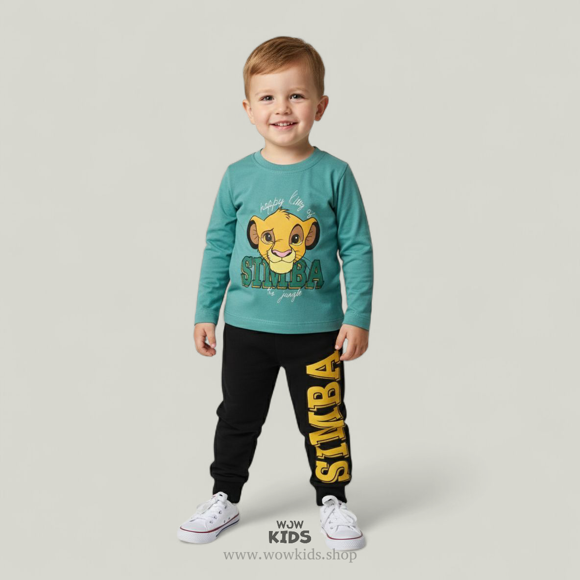 Kids Simba Cartoon Cord Set | Cotton Interlock & Loop Knit Outfit Image