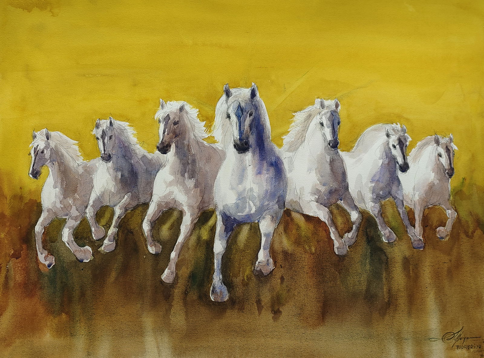 Seven Horses Painting Image