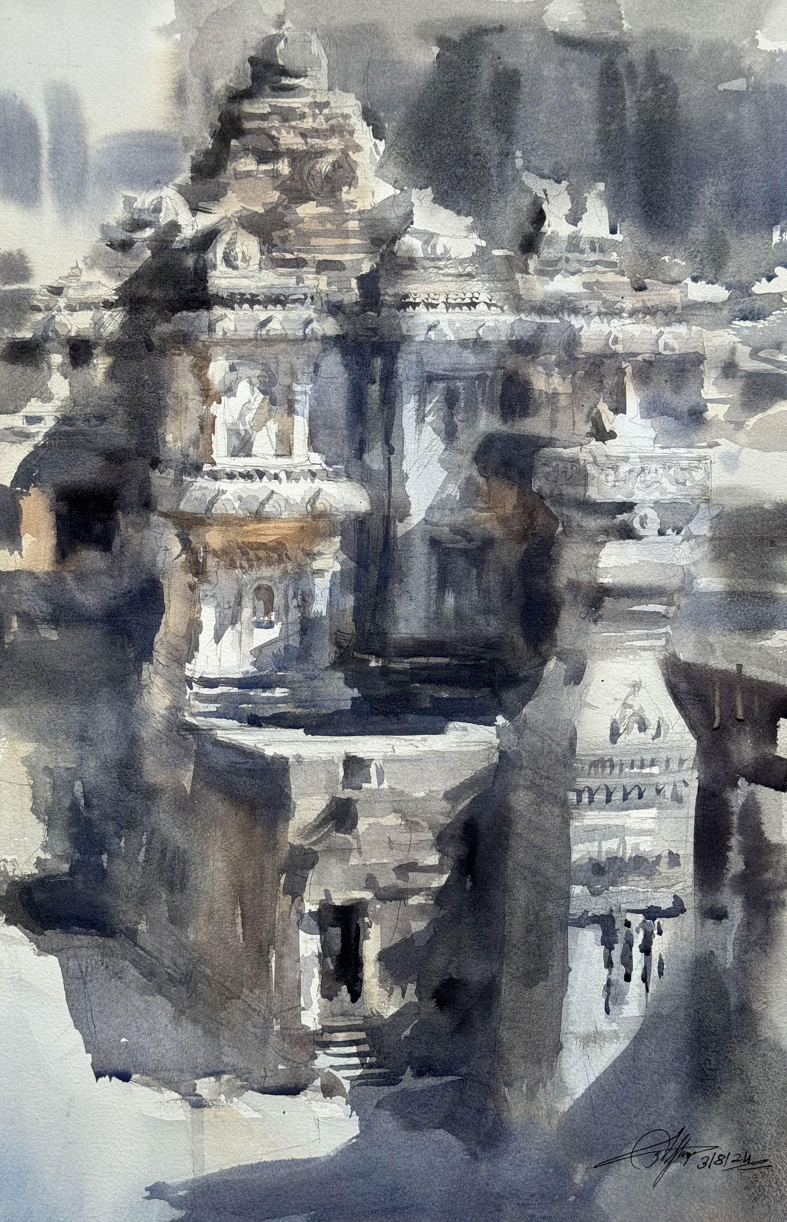 Kailasa Temple, Ellora Caves Painting Image