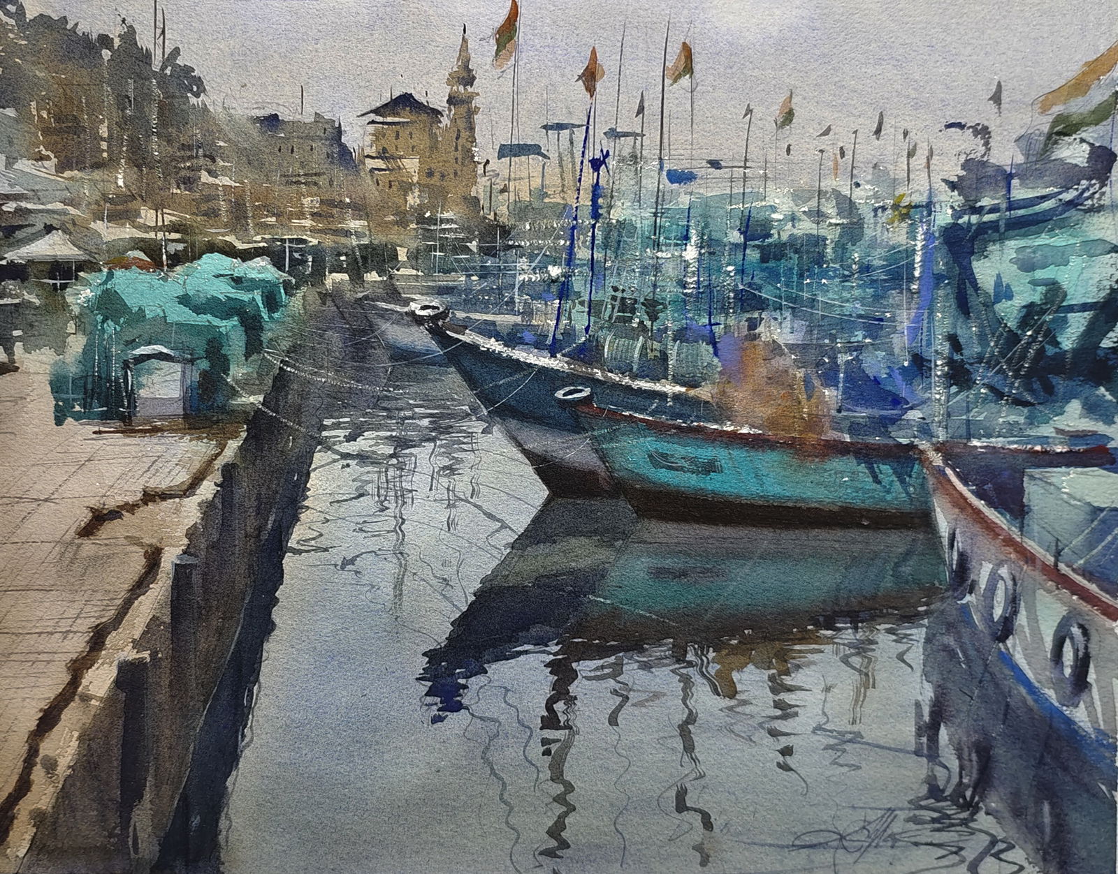 Boats Painting Image