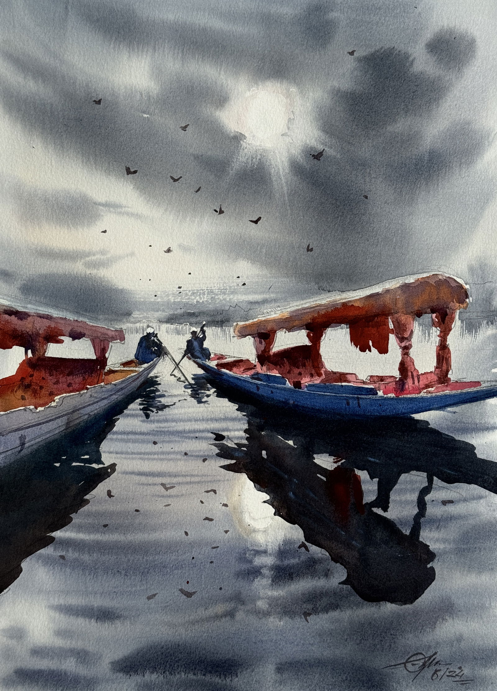 Dal Lake Painting Image