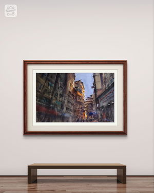 Mumbai Zaveri Bazaar Watercolor Cityscape Painting