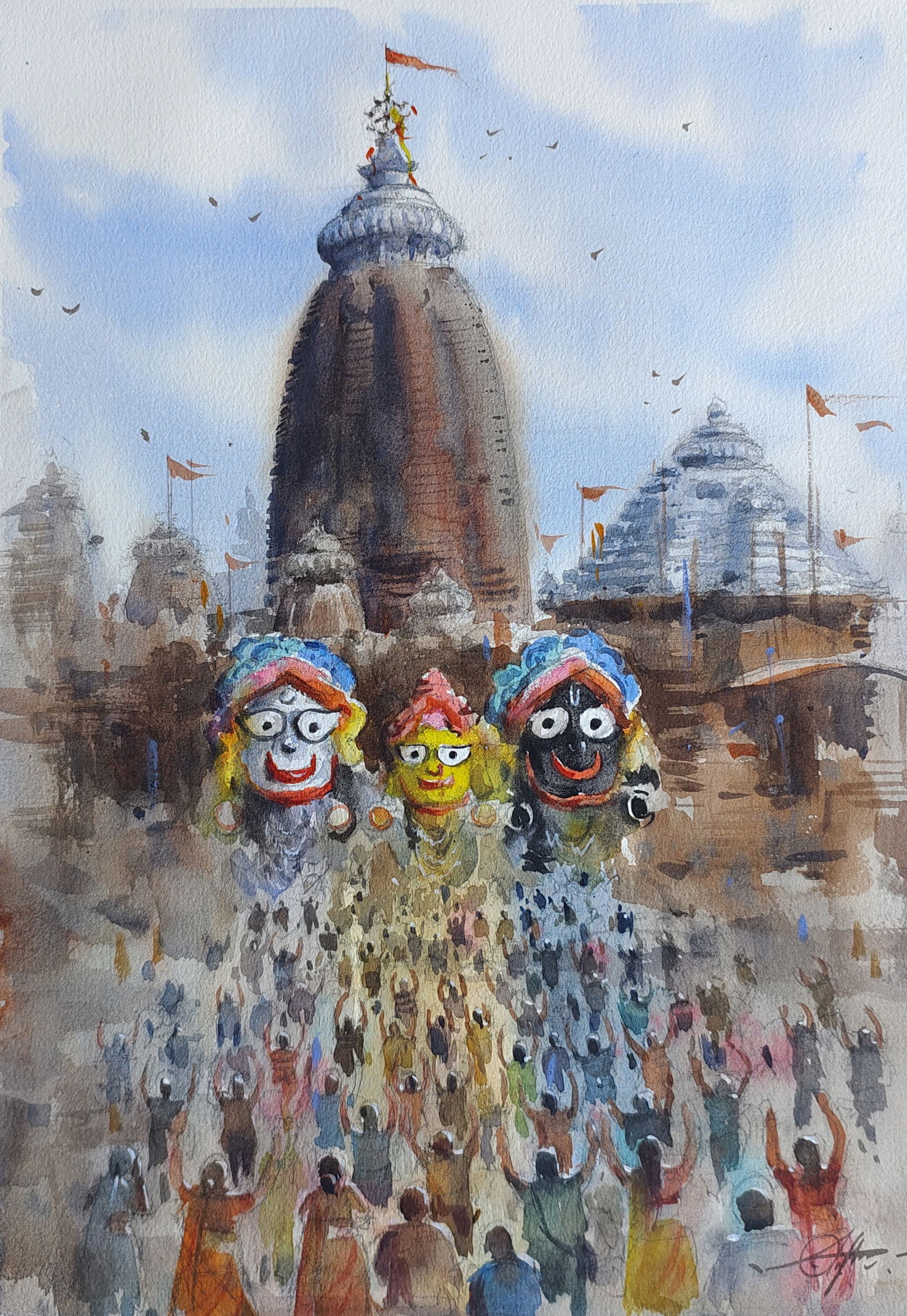 Jai Jagannath Watercolor Painting Image