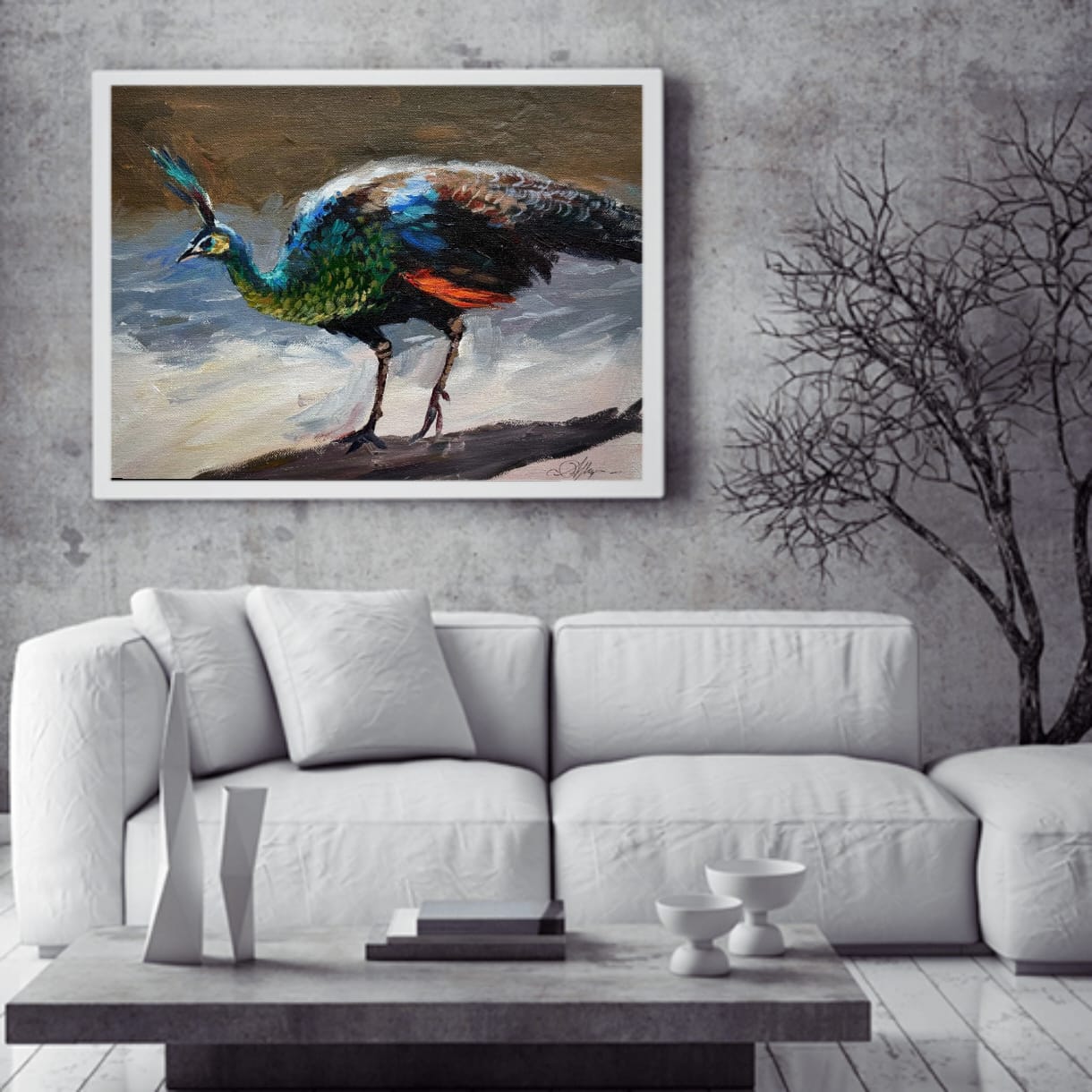 Small Acrylic Peacock Painting  Image