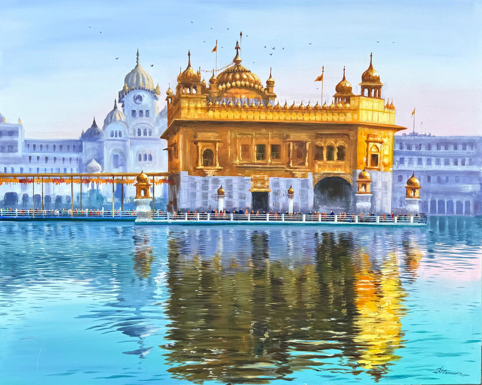 Amritsar Golden Temple Acrylic Painting 60x48inch