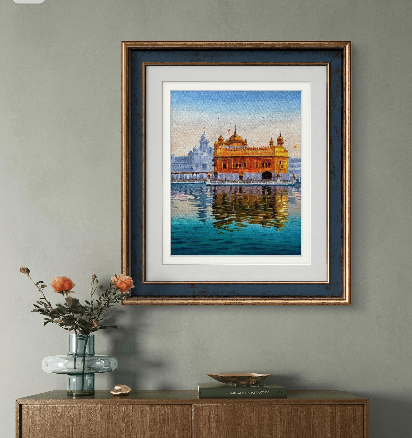 Small Acrylic Golden Temple Painting 16x12 inch Image