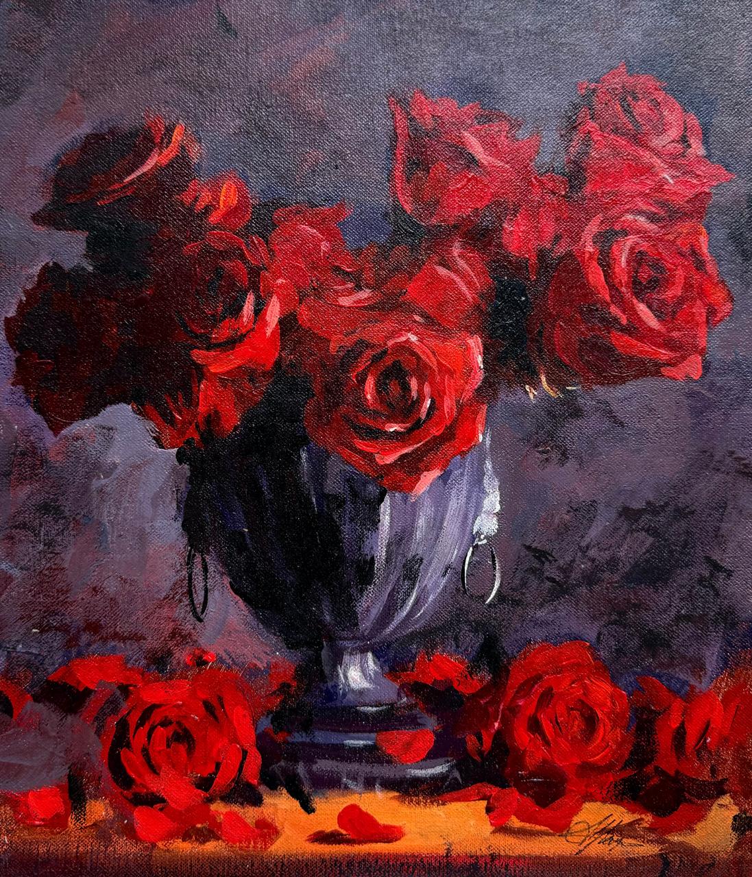 Oil Rose Painting 