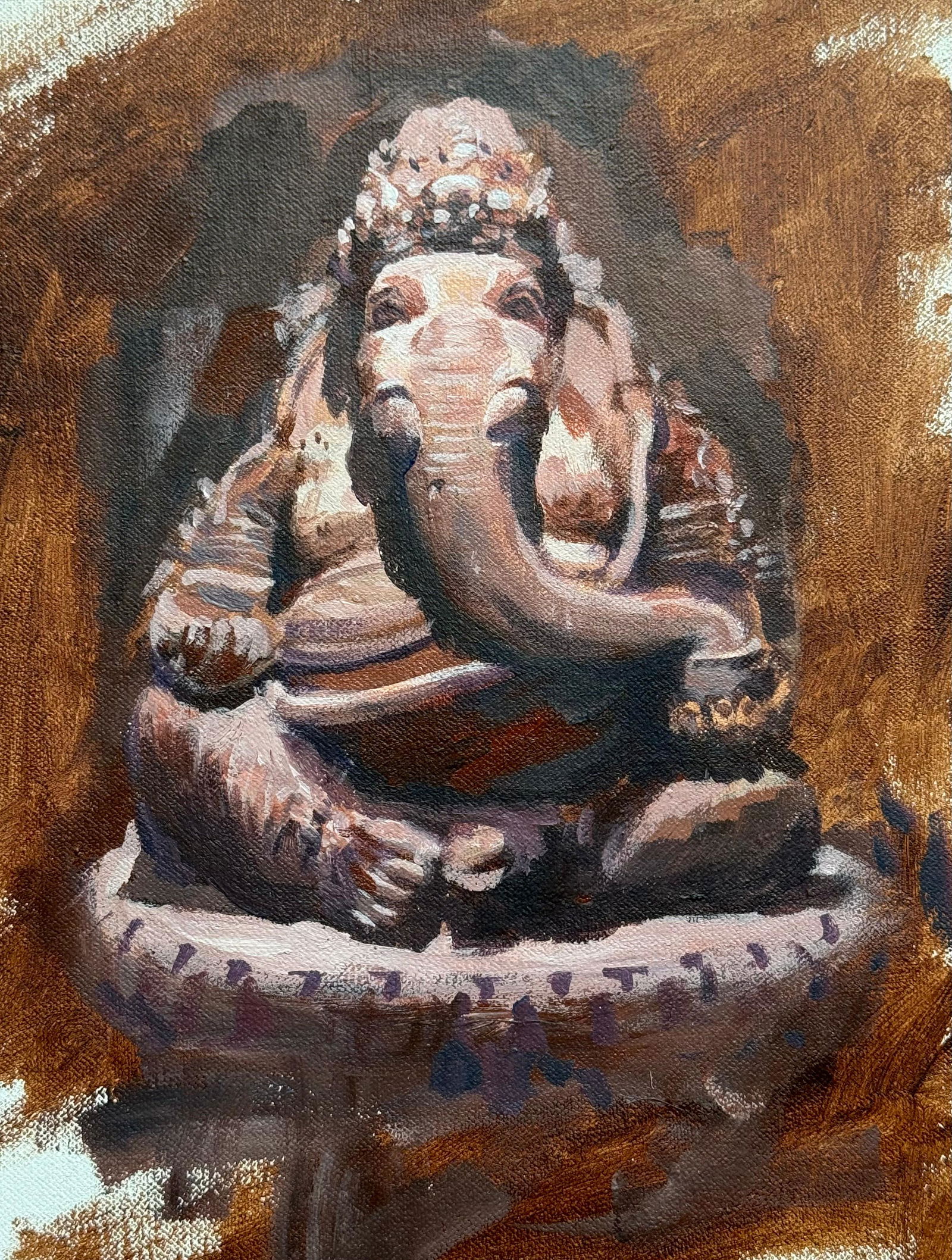 Oil Sculpture painting/Ganesa