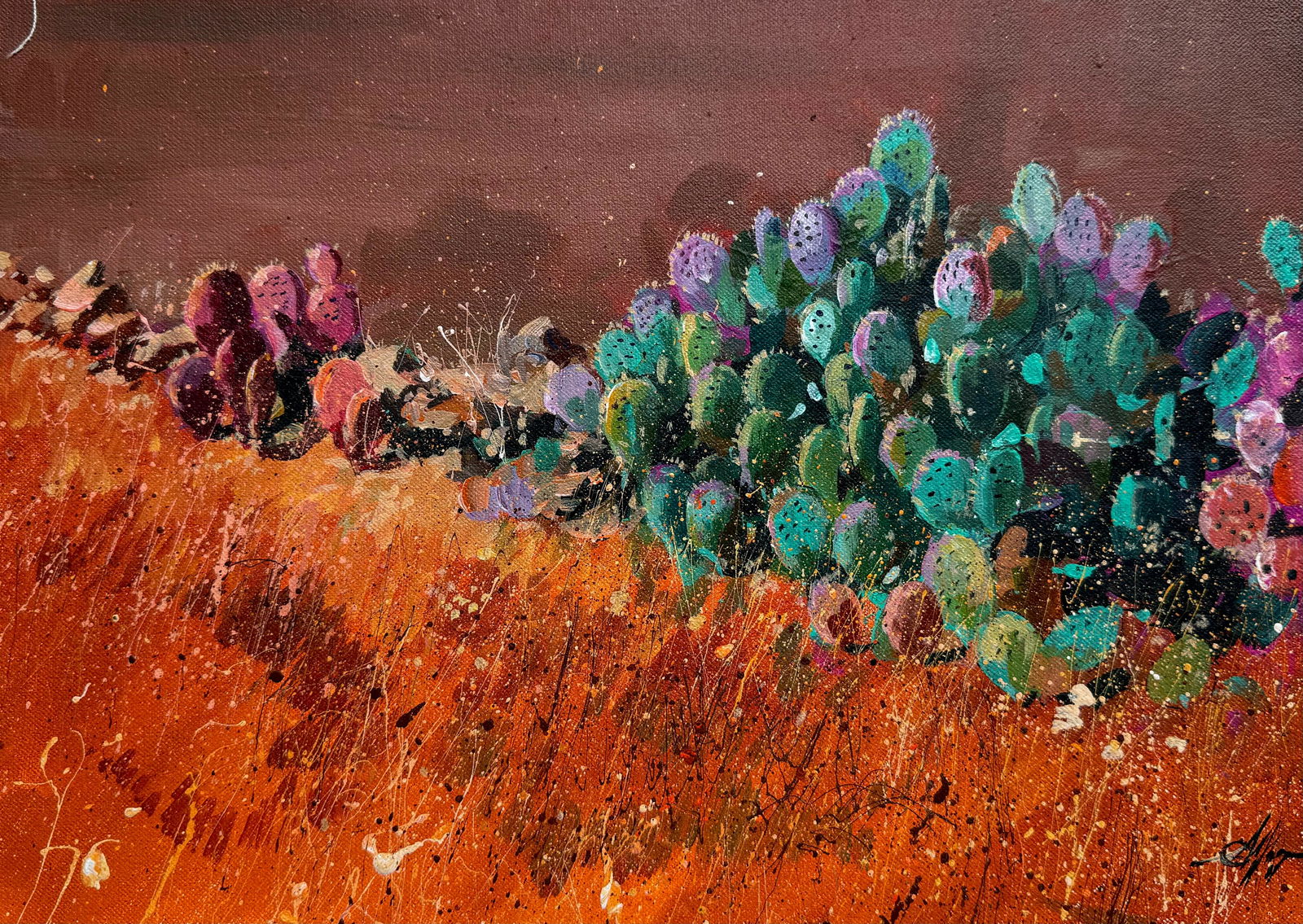 Acrylic Cactus Painting  