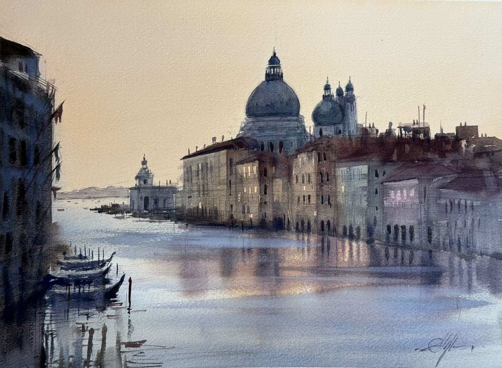 Watercolor Landscape Painting Venice     Image