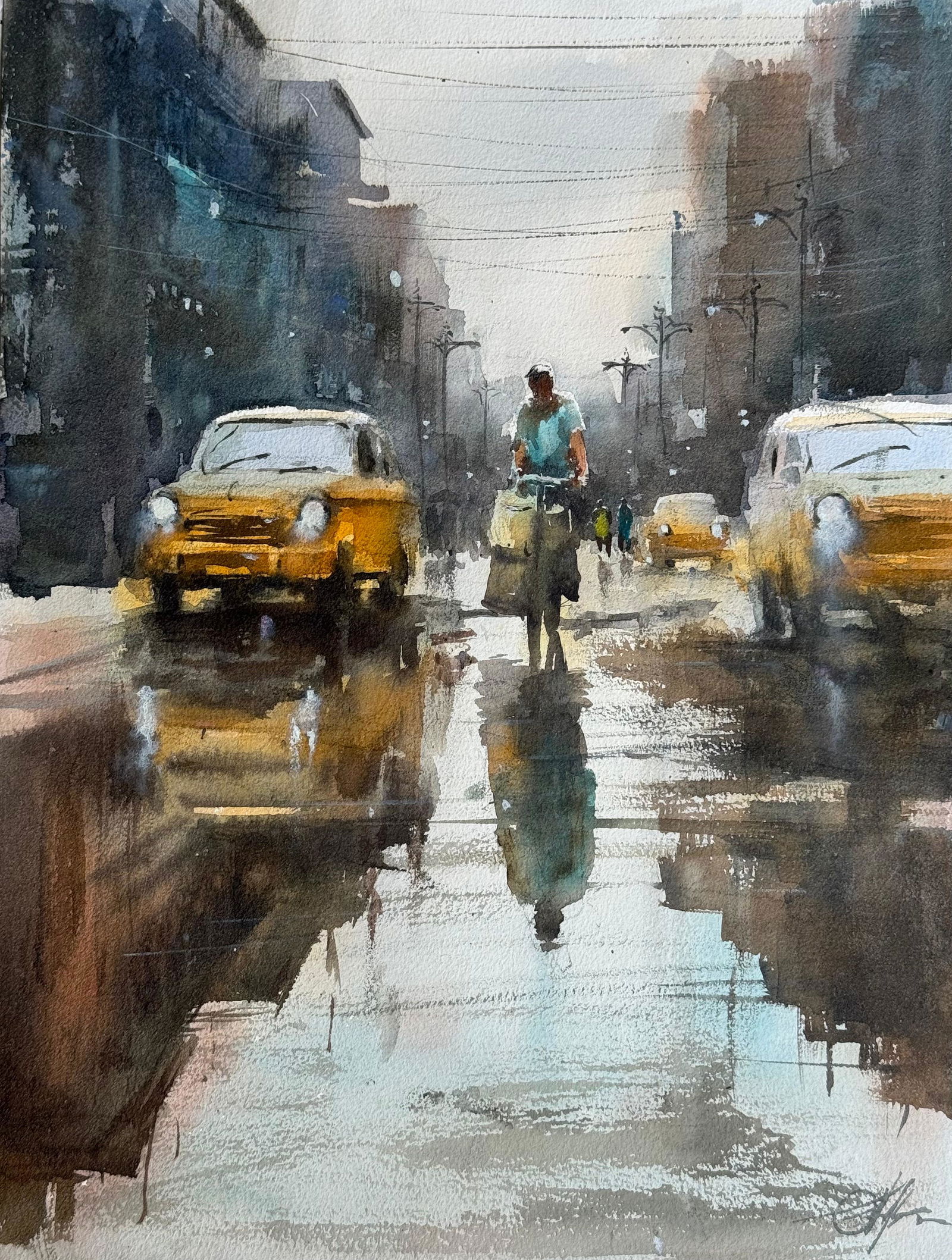 Rainy Day Painting / Best Watercolor Cityscape Image