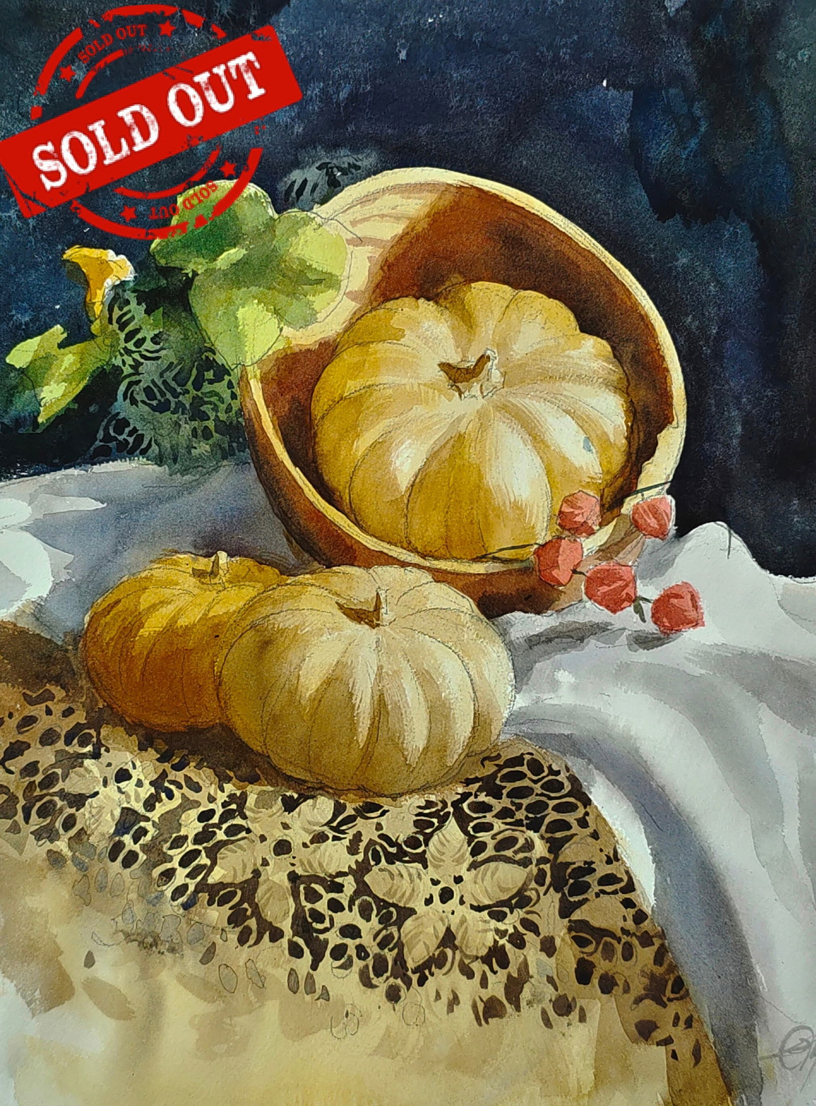 Watercolor Still Life Painting/Pumpkin Image