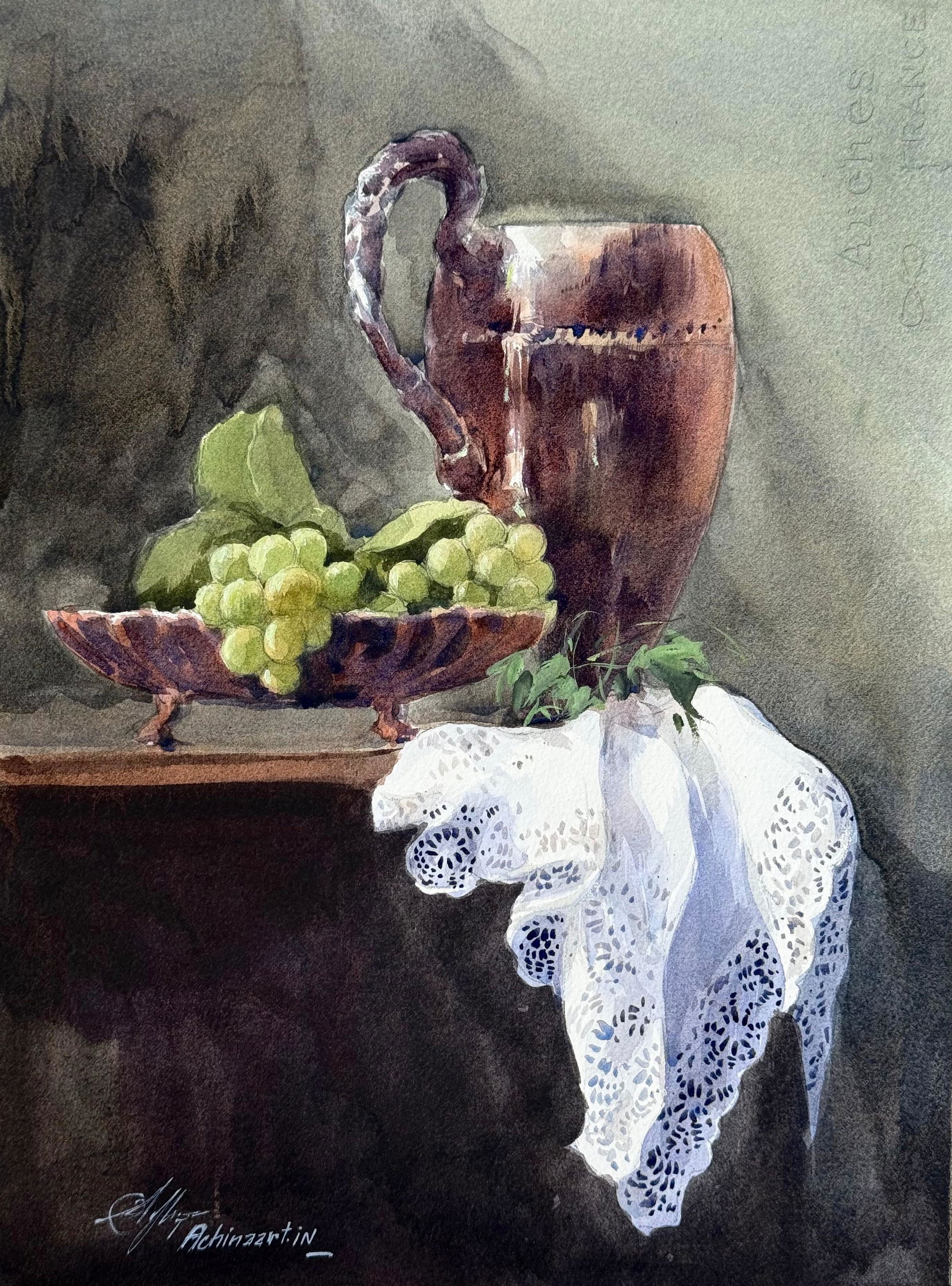 Watercolor Still Life/fruits and Pots Image