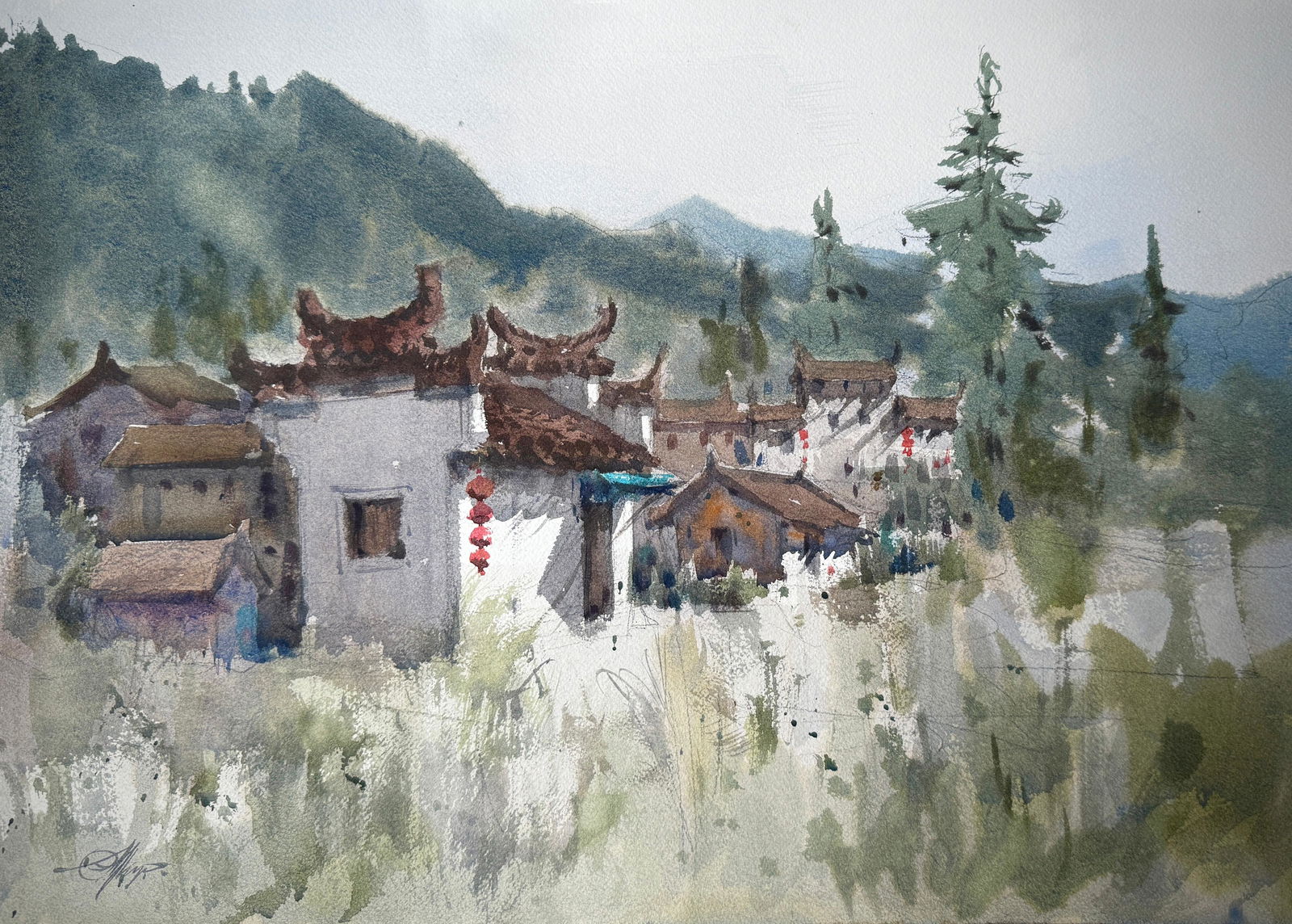  Watercolor Landscape Painting/ Plain Air In China   Image