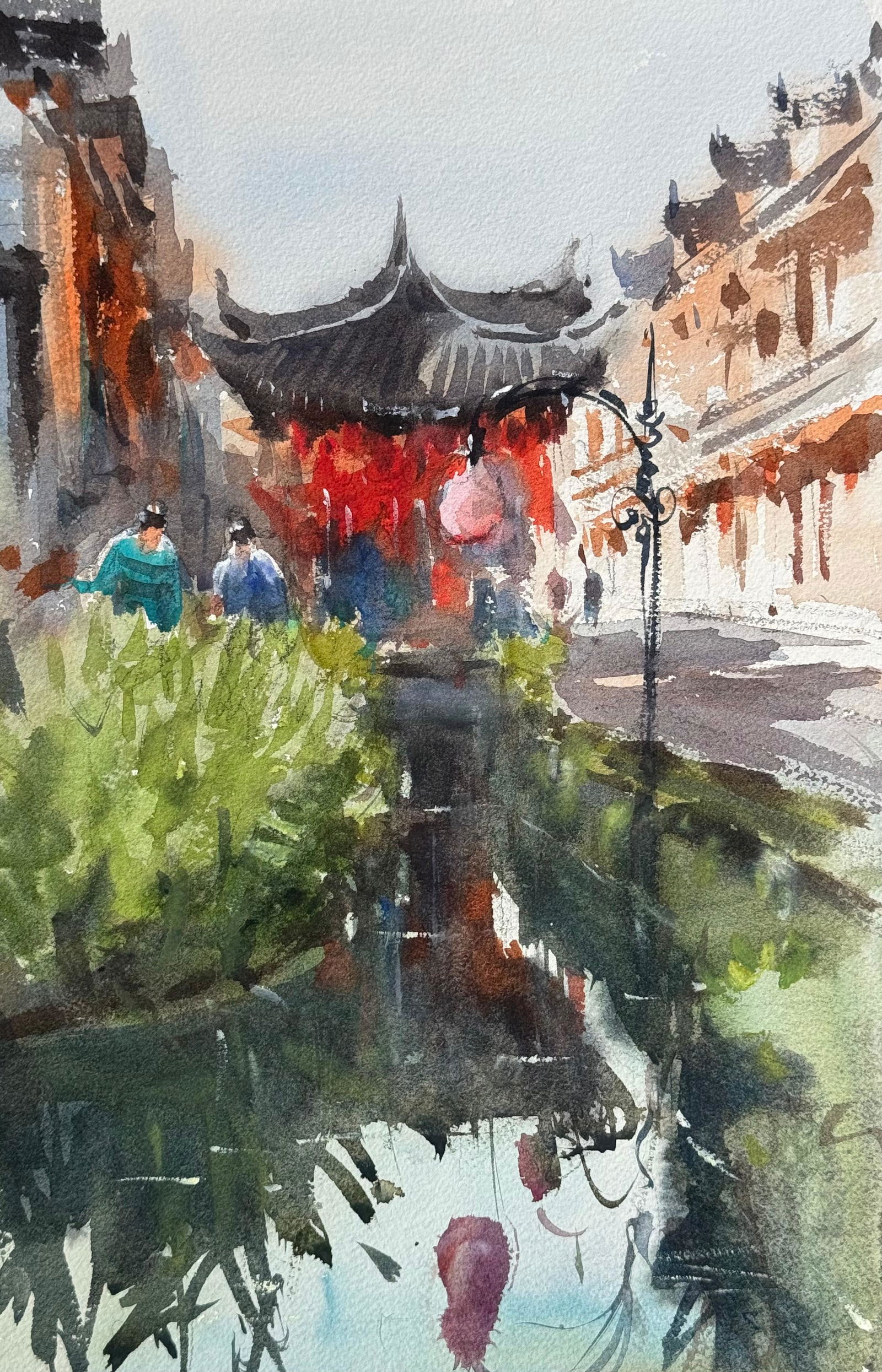 Watercolor Cityscape Painting/China Image