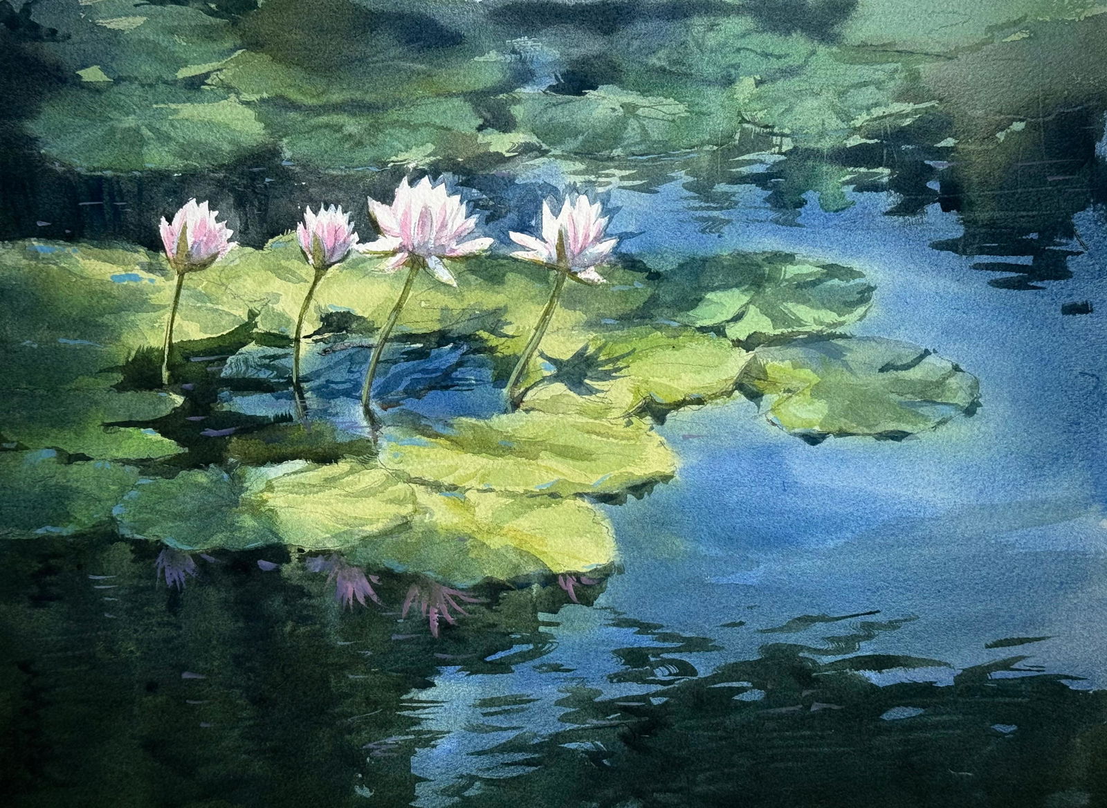 Watercolor Landscape Painting / Lotus Pond Image