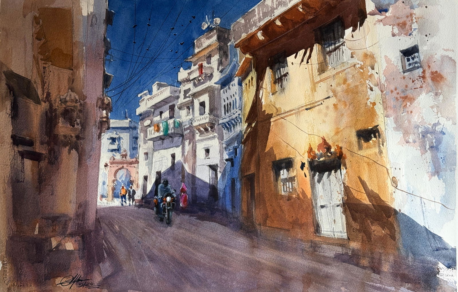 Watercolor Cityscape Painting / Bundi City Rajasthan / Called Chota Kashi  Image