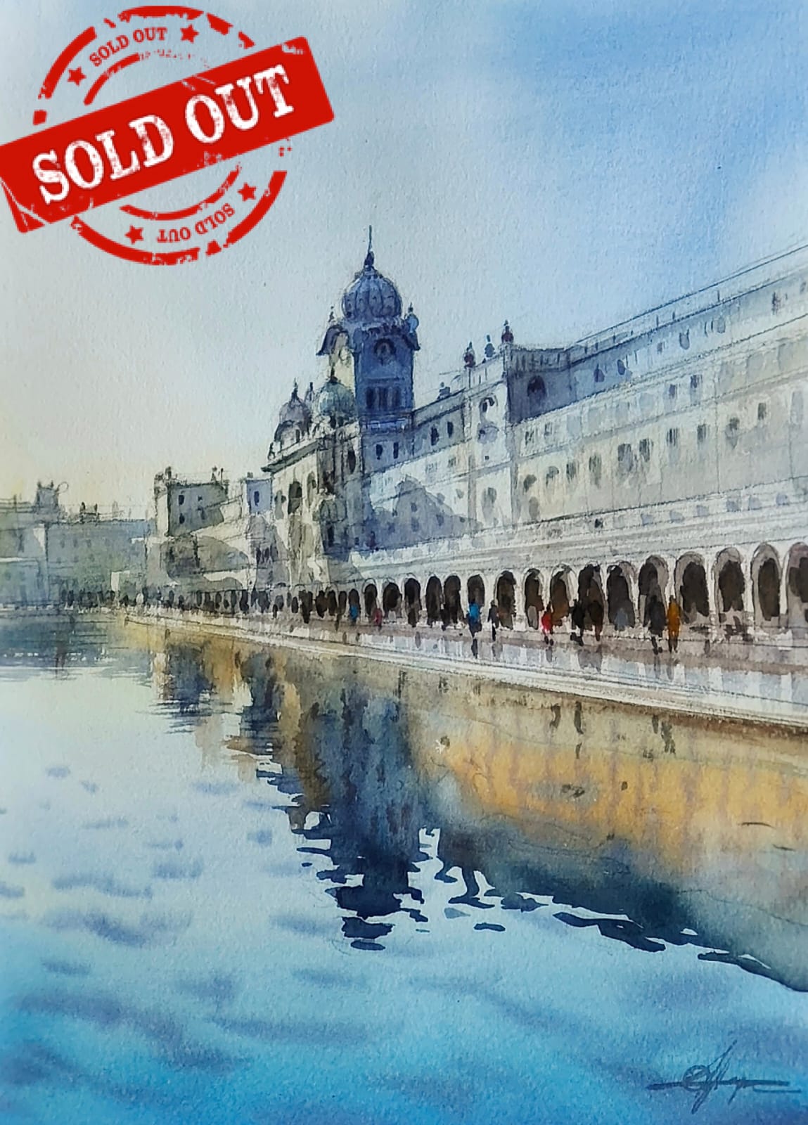 Watercolor Cityscape Painting / Amritsar Golden Temple   Image