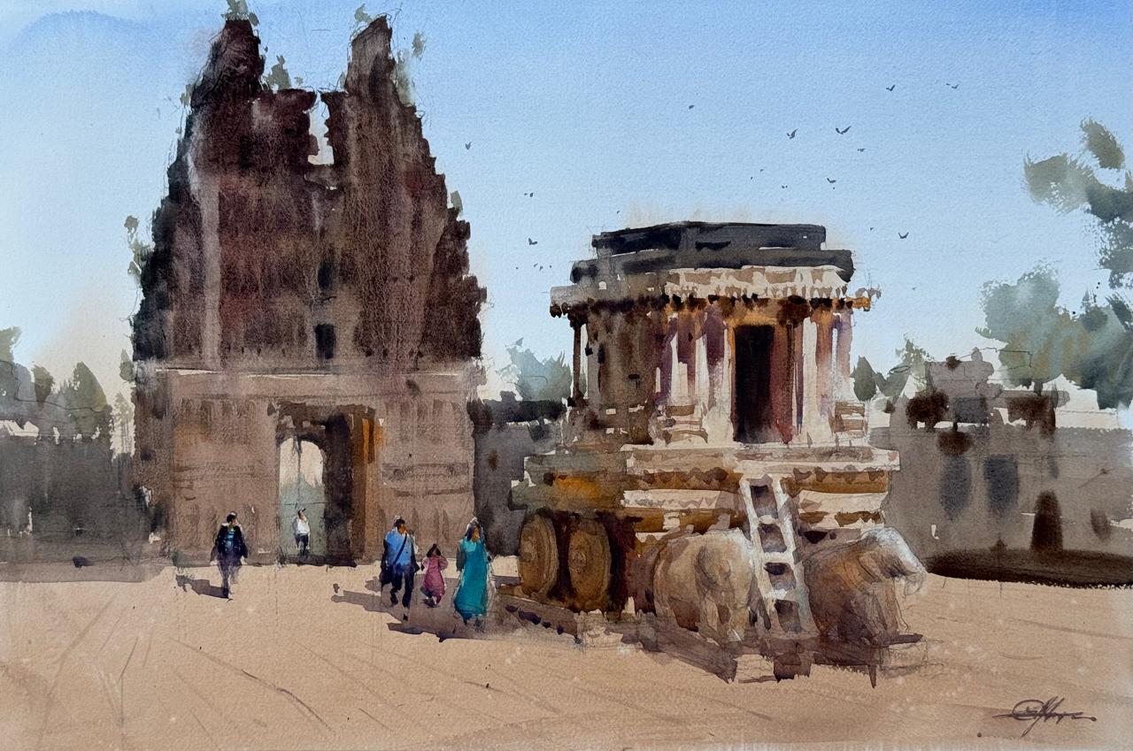  Watercolor Landscape Painting Hampi / Plein Air Painting  Image