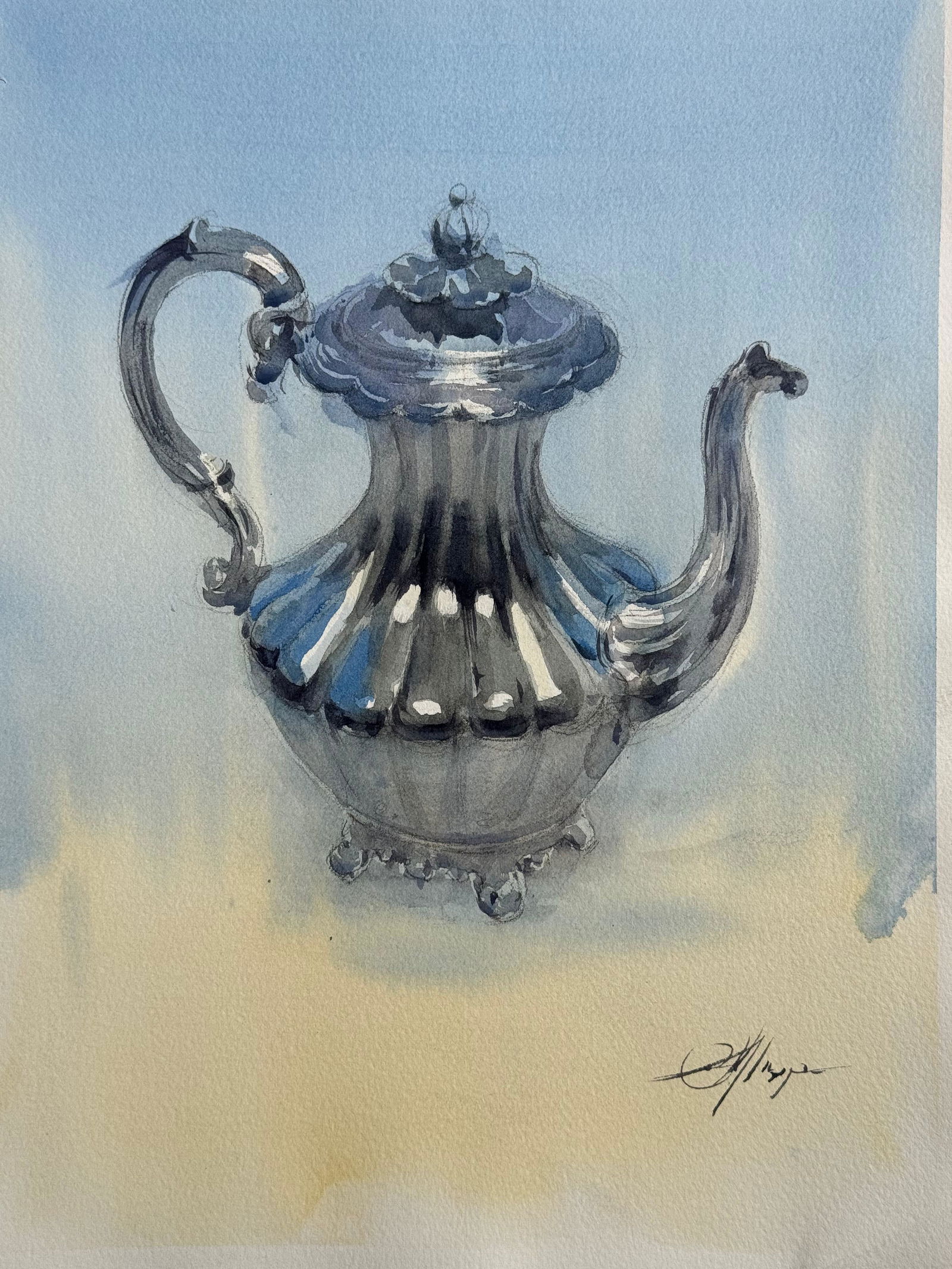 Watercolor Still Life Painting For Office,Drawing Room,Dinning Hall / Pot 15x11 inch.    Image