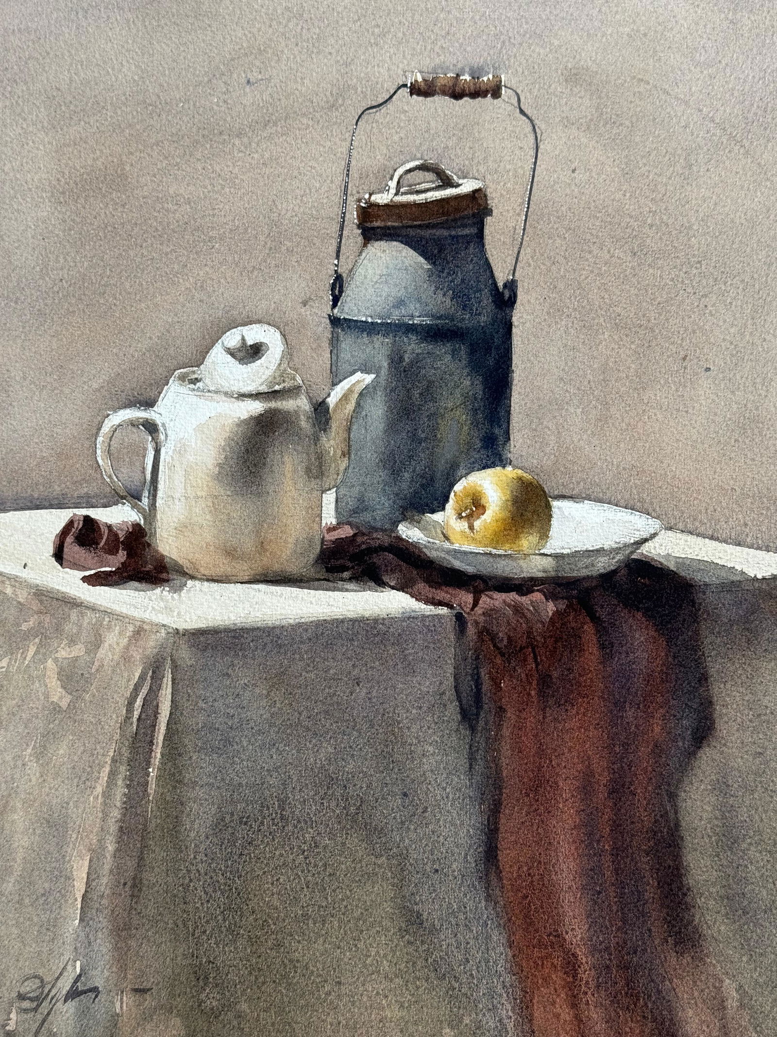 Watercolor Still Life Painting For Office,Drawing Room,Dinning Hall / Pot 15x11 inch.  Image